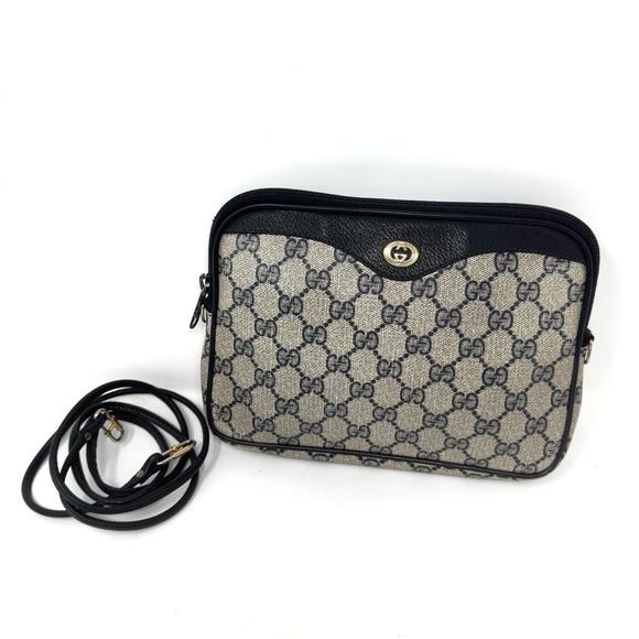 Gucci Vintage Ophidia Navy GG Supreme Canvas Crossbody Bag – Gold Hardware - Picture 2 of 11